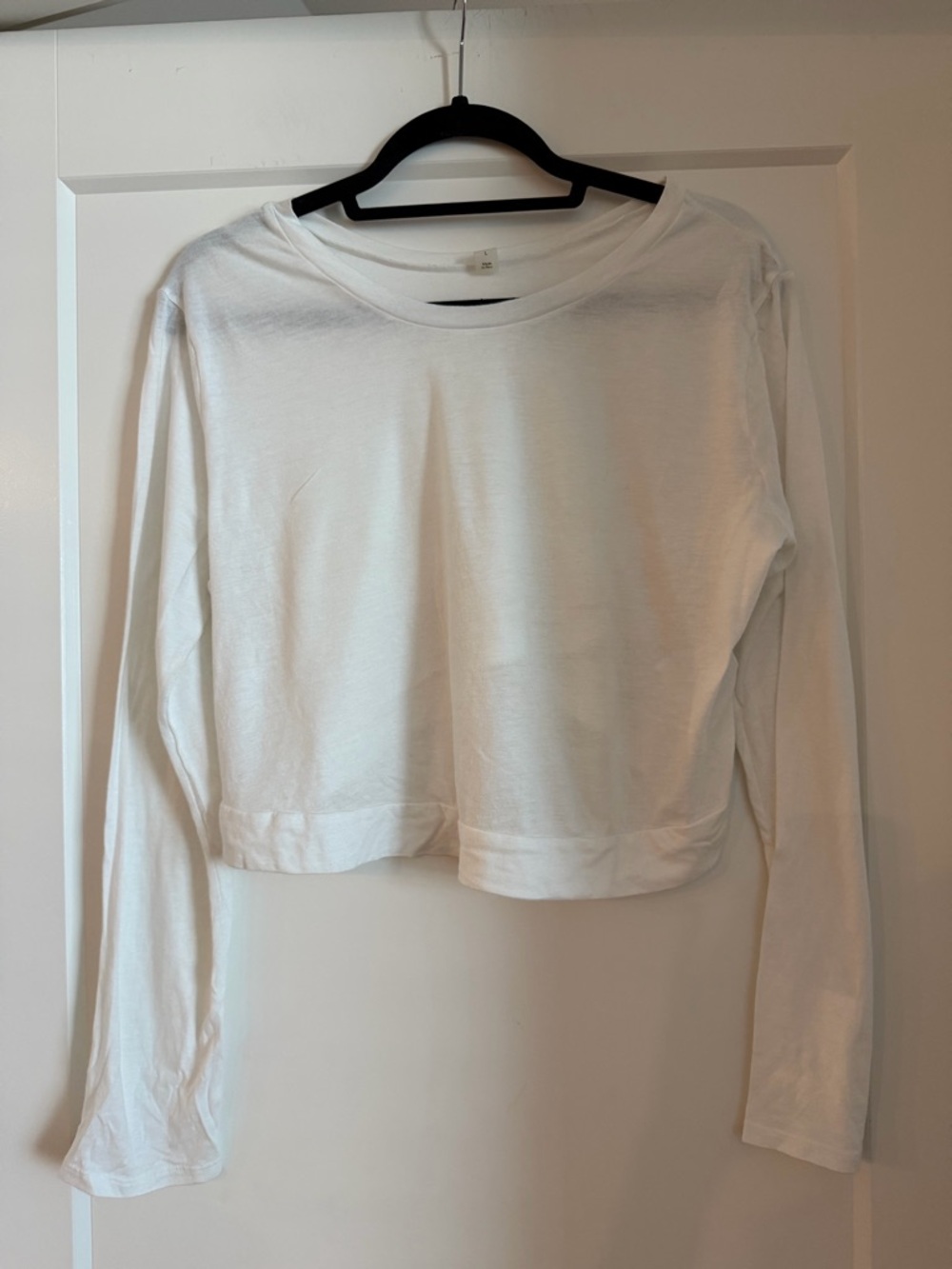 Beyond Yoga Cropped Long Sleeve Shirt, White, Size L